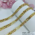 Gold stainless steel men's necklace with hollow cross link design - Cross Byzantine Necklace / 6mm*70cm / Gold