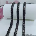 Men's black stainless steel necklace with cross cutouts, 6mm width, 65cm length - Cross Byzantine Necklace / 6mm*65cm / Black