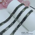 Black stainless steel Byzantine cross chain necklace for men, 6mm width, 70cm long - Cross Byzantine Necklace / 6mm*70cm / Black