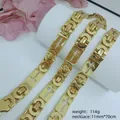 Gold stainless steel men's necklace with cross design, weight 114g, 11mm by 70cm - Cross Byzantine Necklace / 11mm*70cm / Gold