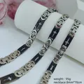 Men's stainless steel Byzantine chain necklace with cross pattern in black and silver - Cross Byzantine Necklace / 8mm*70cm / Silver Black