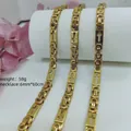 Gold stainless steel byzantine chain necklace with cross cut-outs for men 6mm 60cm - Cross Byzantine Necklace / 6mm*60cm / Gold