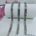 Stainless steel byzantine chain necklace for men featuring cross link design, 6mm width - Cross Byzantine Necklace / 6mm*60cm / Steel