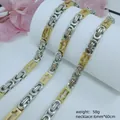 Two-tone silver and gold stainless steel men's cross chain necklace 6mm width 60cm - Cross Byzantine Necklace / 6mm*60cm / Gold & Silver