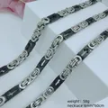 Fashionable 6mm stainless steel men's Byzantine necklace featuring black cross links - Cross Byzantine Necklace / 6mm*60cm / Silver Black