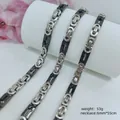 Men's stainless steel Byzantine chain necklace with black cross details, 6mm wide - Cross Byzantine Necklace / 6mm*56cm / Silver Black