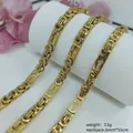 Gold-plated stainless steel byzantine chain necklace with unique cross cutout design - Cross Byzantine Necklace / 6mm*56cm / Gold