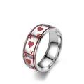 Anillo de acero de titanio hip-hop con un diseño de as de corazones para hombres - Talla 5 / As de Corazones