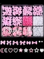 12-grid nail art charm set featuring pink bows, flowers, pearls, hearts, and stars - Sweet Pink White Nail Decor (ZB130-5)