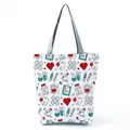 Creative nurse medical print tote bag with syringe and heart motifs for daily shopping - White All-over Cartoon Medical Tools Print Style (hl1513)