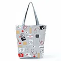 Detailed view of the durable medical-themed tote bag with creative nurse and doctor prints - Light Grey Medical Theme Style (hl1515)
