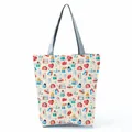 Detailed view of canvas tote bag featuring medical nurse and doctor cartoon patterns - White Medical Theme Cartoon Print Style (hl1518)