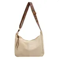 Sac hobo vintage en faux suède crème avec bandoulière réglable marron - Blanc Cassé