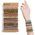 20-piece bohemian high-elasticity hair ties and bracelets set in assorted earthy tones - Concentric Buckle Style A