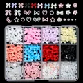 12-grid nail art charms decoration set with colorful resin bows, flowers and pearls - Multifunctional Mixed Nail Decor (ZB132-1)