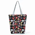 Creative nurse print tote bag for women featuring colorful medical themed icons - Black Medical Theme Cartoon Style (hl2333)