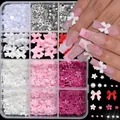 12-grid mixed nail art charms with colorful pearls bows and flowers for DIY decoration - Shiny Silver Rhinestone Mix (ZB205)