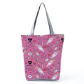 Pink women's shopping tote bag featuring cute cartoon nurse and medical themed prints - Pink Cartoon Nurse Medical Icon Style (hl2326)