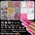 Mixed nail art decoration kit with 15-grid box, pink rhinestones, pearls and bows - Decor Set with Orange Crayon (ZB149-B)