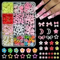 12-grid colorful nail art charm kit with flowers, bows, and pearls for DIY manicure. - Irregular Pearl Butterfly Style (ZB207)