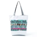 Durable white canvas tote bag featuring a cute nurse healthcare worker cartoon print - White Healthcare Workers Diversity Tribute Style (hl4532)