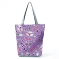 Purple tote bag with cartoon nurse and medical theme prints - Purple Medical Nurse Theme All-over Style (hl4534)