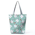 Mint green single shoulder tote bag with cute cartoon tooth and candy pattern for nurses - Mint Green All-over Cartoon Tooth & Heart Style (hl4535)