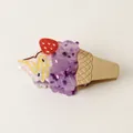 Detail shot of a creative acetate hair claw clip shaped like a fruit ice cream cone. - 8# Purple Ice Cream