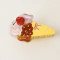 Nahaufnahme einer bunten Haarklammer aus Acetat in Form einer Eistüte mit Kirschmotiv - 2# Gelbes Eis / 10*5cm