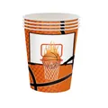 Papierbecher mit Basketball-Thema und lebhaftem orangefarbenem Muster für Sportpartys - Basketball Pappbecher