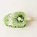 Detailed close-up of a green kiwi fruit ice cream popsicle acetate hair claw clip. - 9# Kiwi Popsicle