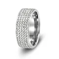 Elegante anillo de 8 mm en acero inoxidable plateado con cinco filas de cristales - 6 / Plateado