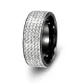 Anillo de acero inoxidable negro de 8 mm con cinco filas de cristales brillantes - 6 / Negro