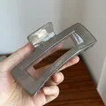 Große durchsichtige graue hohle quadratische Haarklammer 13cm für dickes Haar - 13cm / Grau