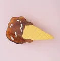 Close-up detail of a brown and yellow acetate ice cream cone shaped hair claw clip - 13# Yellow Cone