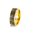 Vintage style gold and black patterned stainless steel ring for men personalized jewelry - Gold and Black Tribal Wave Style (JWR1918-GO)