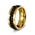 Gold-plated stainless steel ring featuring a rotating black chain inlay for men's fashion. - Gold and Black Rotatable Chain Style (JWR006-GOBK)