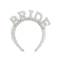 Elegante diadema de novia con perlas blancas y letras de pedrería para la boda. - Sin Velo - Diamante Blanco