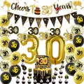 Kit complet de décoration 30e anniversaire avec ballons dorés et bannières noires - Thème 30ème Anniversaire