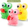 Set of three colorful cartoon frog squeeze toys with red blowouts in pink green and yellow - Frog Style