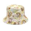 Reversible printed bucket hat featuring an abstract colorful swirl pattern for sun protection - M (56-58cm) / Light Beige Multicolor Abstract Swirl Print (23#)