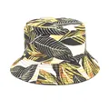 Stylish reversible bucket hat with vibrant tropical leaf print for outdoor sun protection - M (56-58cm) / Dark Green Ginger Tropical Leaf Print (13#)
