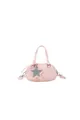 Stylish pink polka dot bowling handbag with a cute silver star charm decoration - Pink