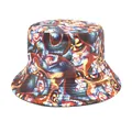 Reversible bucket hat with vibrant abstract psychedelic print for summer sun protection - M (56-58cm) / Red Blue Yellow Brown Abstract Psychedelic Print (18#)