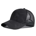 Breathable black camouflage mesh trucker hat for women outdoor sun protection style - Fits 55-59CM Head Circumference / Camouflage-Black