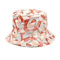 Stylish reversible bucket hat featuring a vibrant orange abstract print for sun protection - M (56-58cm) / Orange Nude Light Grey Blue Abstract Camo Print (17#)