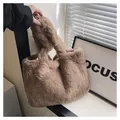 Grand sac cabas en fausse fourrure marron pour la mode automne-hiver - Brun Foncé