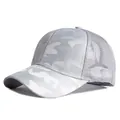 Stylish grey camouflage mesh baseball cap with breathable trucker hat design for women - Fits 55-59CM Head Circumference / Camouflage-Gray