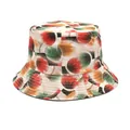 Stylish reversible bucket hat with vibrant abstract floral circle print for summer wear - M (56-58cm) / Red Green Orange Round Abstract Floral Print (22#)