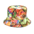 Vibrant abstract multi-colored print bucket hat for outdoor summer sun protection. - M (56-58cm) / Orange Green Pink Blue Watercolor Circles (11#)